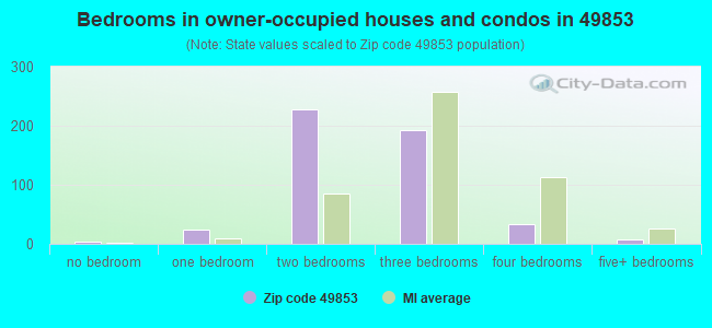 Bedrooms in owner-occupied houses and condos in 49853 