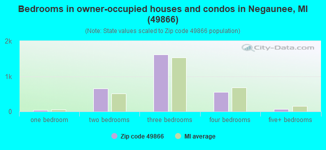 Bedrooms in owner-occupied houses and condos in Negaunee, MI (49866) 