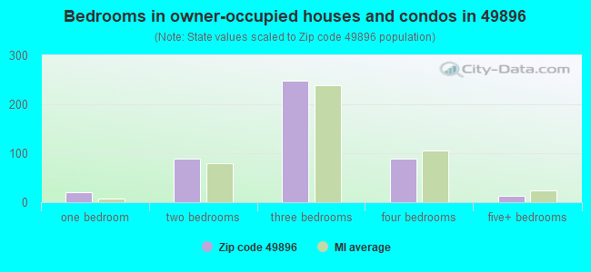 Bedrooms in owner-occupied houses and condos in 49896 