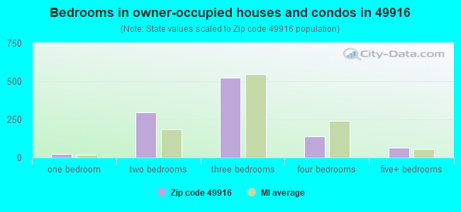 Bedrooms in owner-occupied houses and condos in 49916 