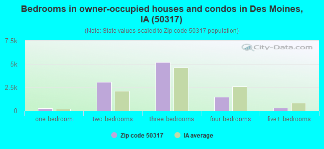 Bedrooms in owner-occupied houses and condos in Des Moines, IA (50317) 