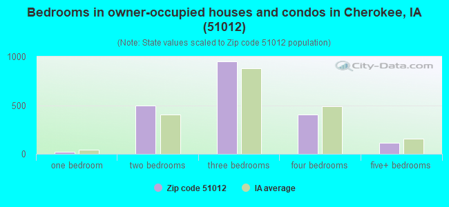 Bedrooms in owner-occupied houses and condos in Cherokee, IA (51012) 