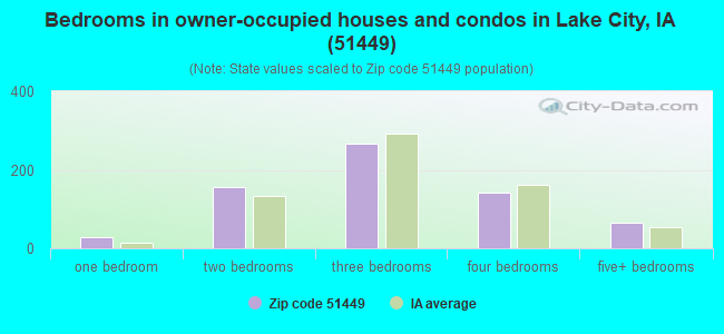 Bedrooms in owner-occupied houses and condos in Lake City, IA (51449) 