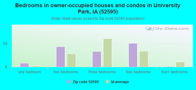 Bedrooms in owner-occupied houses and condos in University Park, IA (52595) 