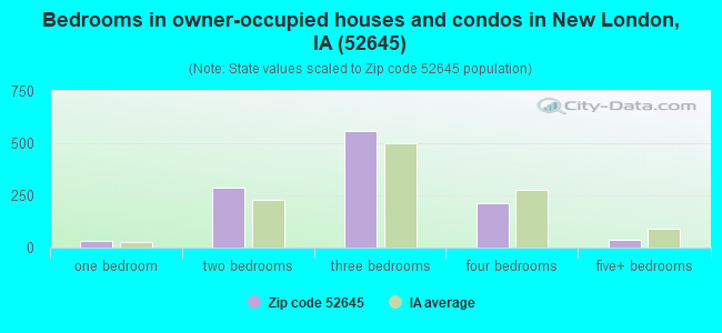 Bedrooms in owner-occupied houses and condos in New London, IA (52645) 