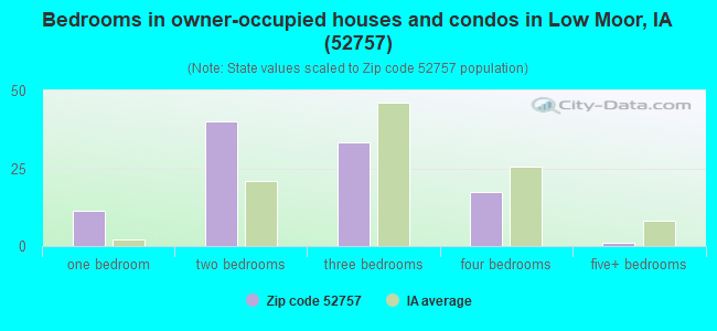 Bedrooms in owner-occupied houses and condos in Low Moor, IA (52757) 