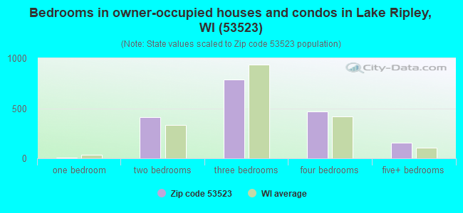 Bedrooms in owner-occupied houses and condos in Lake Ripley, WI (53523) 