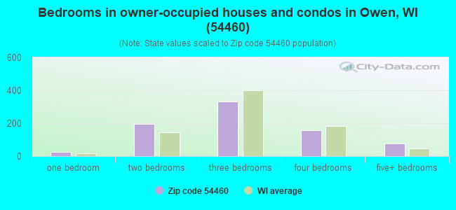 Bedrooms in owner-occupied houses and condos in Owen, WI (54460) 