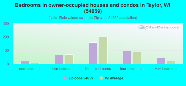 Bedrooms in owner-occupied houses and condos in Taylor, WI (54659) 