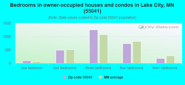 Bedrooms in owner-occupied houses and condos in Lake City, MN (55041) 
