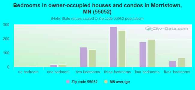 Bedrooms in owner-occupied houses and condos in Morristown, MN (55052) 