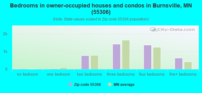 Bedrooms in owner-occupied houses and condos in Burnsville, MN (55306) 