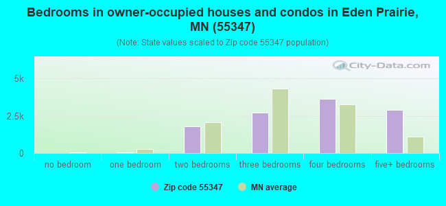 Bedrooms in owner-occupied houses and condos in Eden Prairie, MN (55347) 
