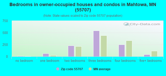 Bedrooms in owner-occupied houses and condos in Mahtowa, MN (55707) 
