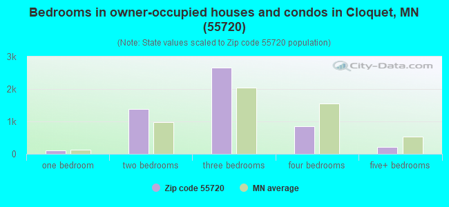Bedrooms in owner-occupied houses and condos in Cloquet, MN (55720) 