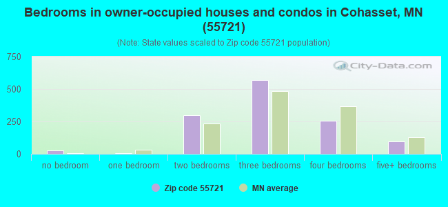 Bedrooms in owner-occupied houses and condos in Cohasset, MN (55721) 