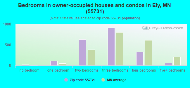 Bedrooms in owner-occupied houses and condos in Ely, MN (55731) 