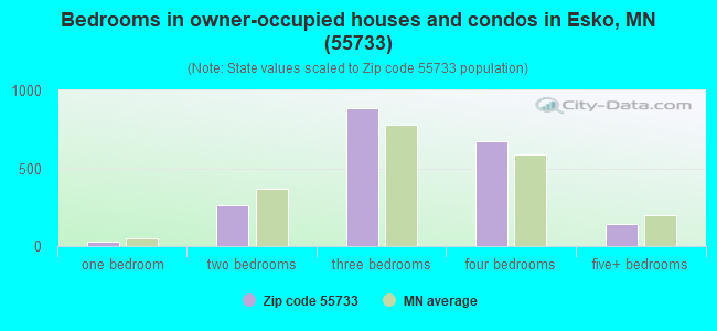 Bedrooms in owner-occupied houses and condos in Esko, MN (55733) 