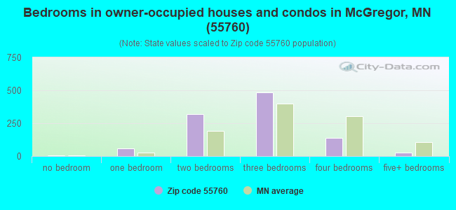 Bedrooms in owner-occupied houses and condos in McGregor, MN (55760) 
