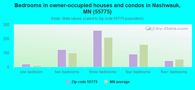 Bedrooms in owner-occupied houses and condos in Nashwauk, MN (55775) 