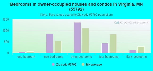 Bedrooms in owner-occupied houses and condos in Virginia, MN (55792) 