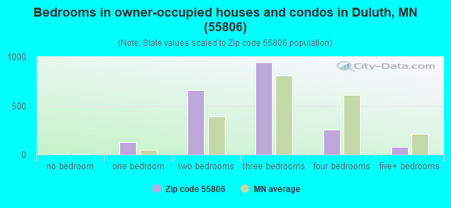 Bedrooms in owner-occupied houses and condos in Duluth, MN (55806) 