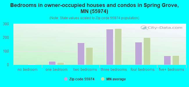Bedrooms in owner-occupied houses and condos in Spring Grove, MN (55974) 