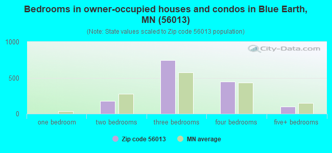 Bedrooms in owner-occupied houses and condos in Blue Earth, MN (56013) 