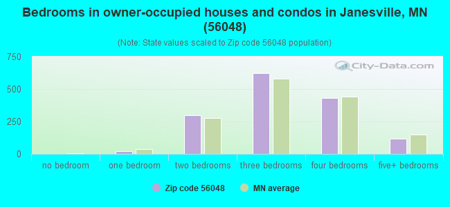 Bedrooms in owner-occupied houses and condos in Janesville, MN (56048) 