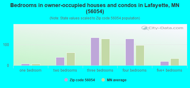 Bedrooms in owner-occupied houses and condos in Lafayette, MN (56054) 