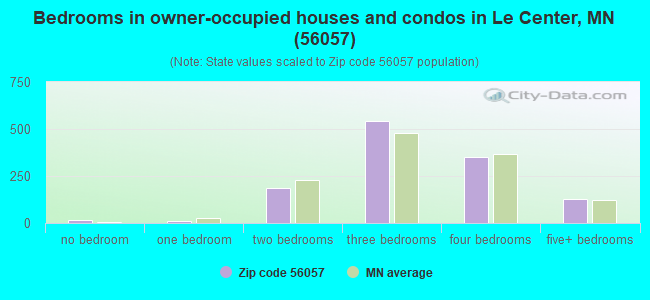Bedrooms in owner-occupied houses and condos in Le Center, MN (56057) 