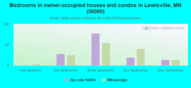 Bedrooms in owner-occupied houses and condos in Lewisville, MN (56060) 