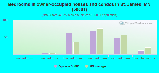 Bedrooms in owner-occupied houses and condos in St. James, MN (56081) 