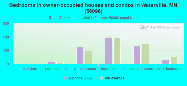 Bedrooms in owner-occupied houses and condos in Waterville, MN (56096) 