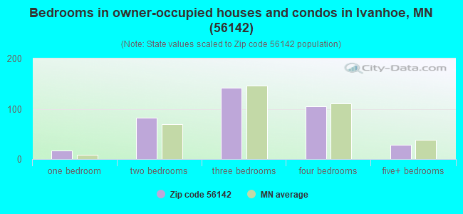 Bedrooms in owner-occupied houses and condos in Ivanhoe, MN (56142) 