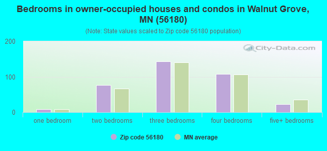 Bedrooms in owner-occupied houses and condos in Walnut Grove, MN (56180) 