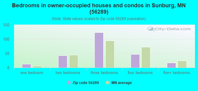 Bedrooms in owner-occupied houses and condos in Sunburg, MN (56289) 