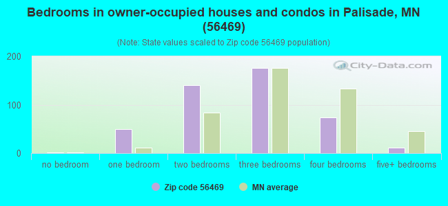 Bedrooms in owner-occupied houses and condos in Palisade, MN (56469) 