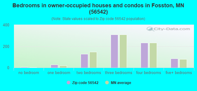 Bedrooms in owner-occupied houses and condos in Fosston, MN (56542) 
