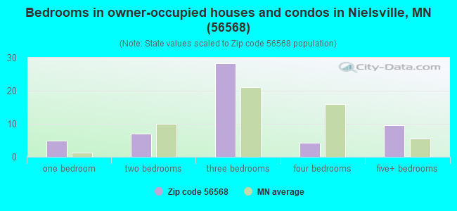Bedrooms in owner-occupied houses and condos in Nielsville, MN (56568) 
