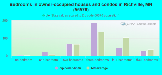 Bedrooms in owner-occupied houses and condos in Richville, MN (56576) 