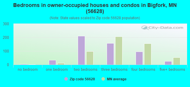 Bedrooms in owner-occupied houses and condos in Bigfork, MN (56628) 