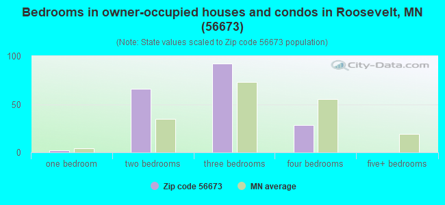 Bedrooms in owner-occupied houses and condos in Roosevelt, MN (56673) 