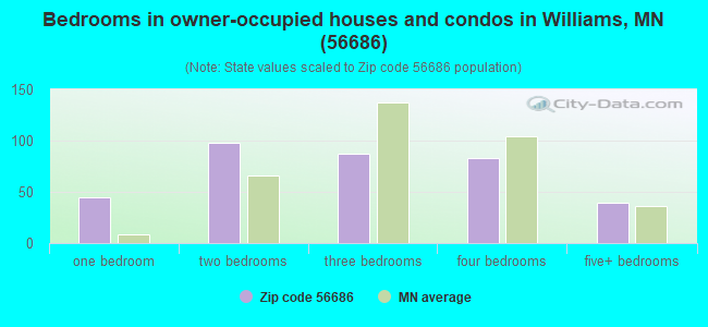 Bedrooms in owner-occupied houses and condos in Williams, MN (56686) 