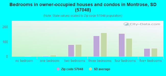 Bedrooms in owner-occupied houses and condos in Montrose, SD (57048) 