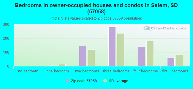 Bedrooms in owner-occupied houses and condos in Salem, SD (57058) 