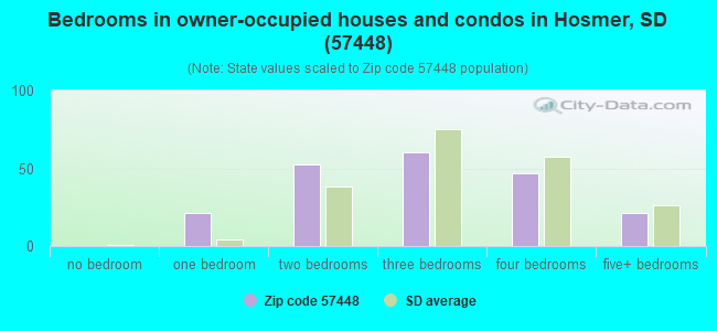 Bedrooms in owner-occupied houses and condos in Hosmer, SD (57448) 
