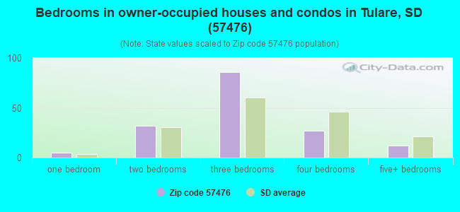 Bedrooms in owner-occupied houses and condos in Tulare, SD (57476) 