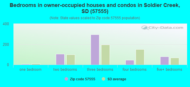 Bedrooms in owner-occupied houses and condos in Soldier Creek, SD (57555) 