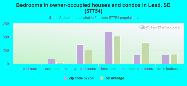 Bedrooms in owner-occupied houses and condos in Lead, SD (57754) 